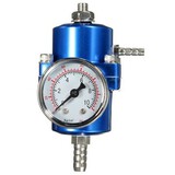 Fuel Pressure Regulator Pressure Gauge Adjustable Blue PSI