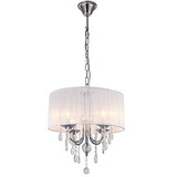 White Shed Chandelier Fabric Drum Crystal