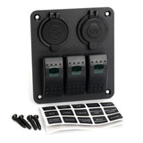 Gang 5V 2.1A Green Circuit Car Marine Boat DC Waterproof LED Rocker Switch Panel Breaker