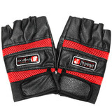 Black Red Sports Finger Leather Gloves Blue Men's Motorcycle Cycling Half Protective Biker