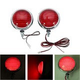 Pair 12V Round Motorcycle LED Headlight 6000LM Bumper Red Blue Flashing Light Safety