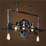 Industrial Wind Lamp Chandelier Iron Hanging Gear Pipe