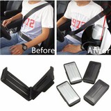 2Pcs Belt Stopper Black Sliver Safety Extender Car Auto Seat Adjustable Clips Comfort Locking
