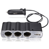 Cigarette Lighter Socket Splitter Adapter 3 Way Car USB Charger DC 12V 24V
