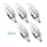 3w C35 5 Pcs Led Cool White Smd 250-300 Ac 220-240 V E14