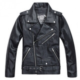 Retro Fashion Men Jacket PU Leather Motor Bike Riding slim