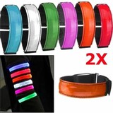 Orange 2pcs LED Reflective Arm Band Strap Running Night Signal Safety Belt
