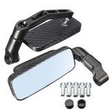 Black Rectangle Rear View Mirrors Universal Motorcycle Bike 8MM 10MM Carbon