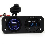 Waterproof Port Car Charger Dual USB LED Digital Display Voltmeter