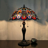 Table Lamp Flower Pattern Alloy Painting Glass Tiffany Light