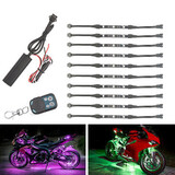 Remote Control 10x Color LED RGB Atmosphere Lamp Strips Motorcycle Light