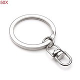 Ring Keyfob Keychain Swivel Key Rings Craft 50pcs DIY Tone Metal Silver