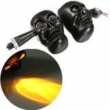 12V 4 LED Motorcycle Skull Turn Signal Indicator Amber Light Black