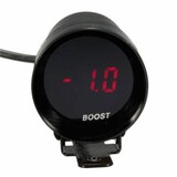 Smoke Bar Micro Len Black Shell Turbo Boost Gauge Red 37mm Meter 12V Digital LED