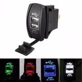 12-24V LED Light USB Charger 2 Port Backlit 3.1A Rocker Switch Panel Dual