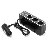 Power Charger Adapter USB Port Dual Socket 3 Way Car Cigarette Lighter Splitter