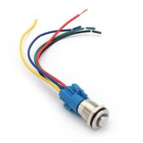 Blue LED Momentary Socket 5Pin 16mm 12V Push Button Switch Metal