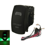 Laser ON OFF Relay Fuse Rocker Switch Green LED Light Bar Wiring Harness Loom