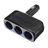 Foldable with LED 90 Degree 3 Way Car Cigarette Lighter Socket Power Splitter Adapter