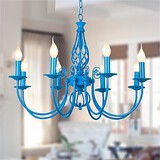 Chandelier Lamp Mediterranean Head Blue Bedroom Iron European Restaurant Garden