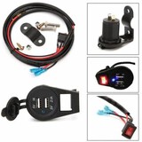 Wiring Harness Dual USB Adapter Charger Motorcycle With 12-24V ON OFF Switch