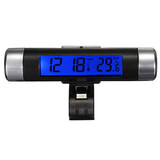 Noctilucent Gauge Mini LCD Digital Car Clock Thermometer