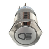 Switch Light Metal Latching LED Silver ON OFF Push Button 12V 19mm Symbol