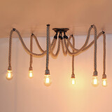 Chandelier Pendant Lights Fixture Living Room Hemp Industrial Rope