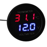 Voltmeter Thermometer in 1 Dual LED Digital Car 12V Display Red Blue