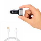 30W Port USB Car Charger USB Charging Quick Charge QC 2.0 Data Two Cable Micro 2.1A