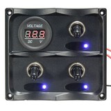 Gang LED Toggle Switch Panel Digital Battery Caravan Boat Voltmeter Marine