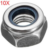 Stainless Steel Screw Cap Hexagon 10pcs M10 Motorcycle Nuts