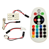 36MM Room Car LED Pair RGB Remote Control 5050 12SMD Light Interior Lamp