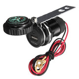 Motorcycle Handlebar Compass Charger Adapter with Phone MP3 USB