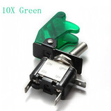 Car Cover LED SPST Toggle Rocker Switch Control 12V 20A 10x Green