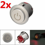 ON OFF Switch 2Pcs Red LED 12V 22mm Power Autolock Push Button