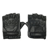 Men Sports PU Leather Tactical Outdoor Black Half Finger Fingerless Gym Gloves