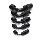 Black Braided Swivel Hose End Smooth Fitting 90 Degree Flow