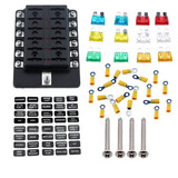 32V Circuit Car Boat ATC ATO LED Illuminated Blade Fuse Box Block Holder 12 Way