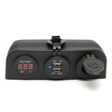 Car Cigarette Lighter Dual Socket USB Adapter Charger Digital Voltmeter 12-24V