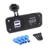 Motorcycle Auto LED Indicator Voltmeter Dual USB Charger Adapter