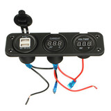 Meter Gauge 10A Digital LED Ports USB Car Charger Dual Ammeter 30V Voltmeter DC