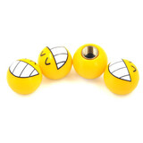 Smiling Gas Nozzle Cover Stem Valve Caps Tire Pack Face Four Universal