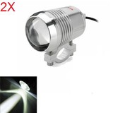 Silver Motorcycle Low Beam Light High 2Pcs LED Headlights