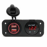 Waterproof 12V Car Charger Dual USB Port LED Digital Display Voltmeter 24V