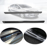 One Carbon Fiber Door Sill Plate Scuff Pair Universal Step Guard Panel Car Protector