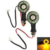 LED Amber Motorcycle Turn Signals 2Pcs 12V Round Lights Hollow