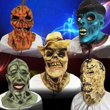 Head Party Mask for Halloween Latex Pumpkin Skull Face Blue