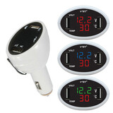 12V Dual USB LED Digital Voltmeter Car Cigarette Lighter Charger Temperature