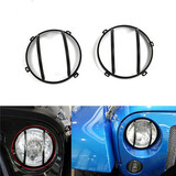 Cover for Jeep Wrangler JK Guard Head Light Black Steel Front 2Pcs